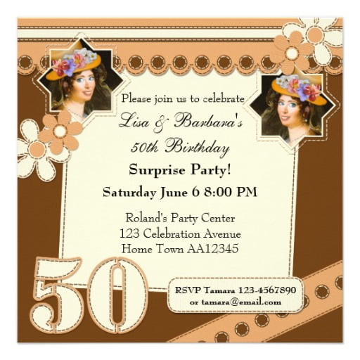 twin invitations for a 50th birthday party