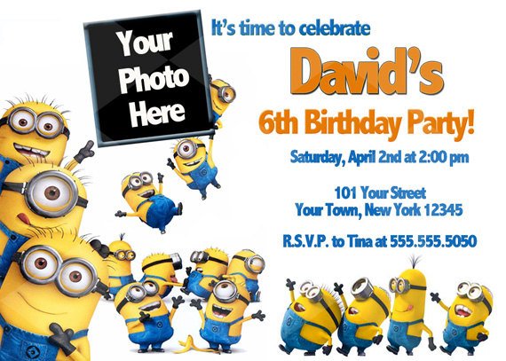 Simple Minion Birthday Party Invitations