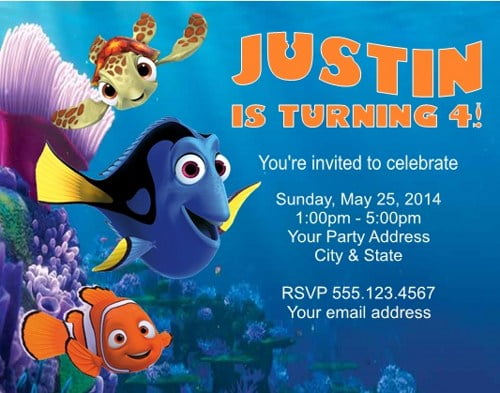 Finding Nemo Dory Birthday Party Invitations Personalized ...