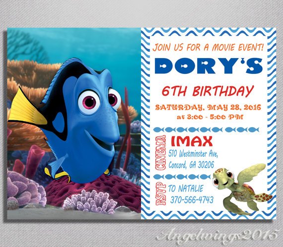 Finding Dory Movie Birthday Invitation Digital by AngelWings2015