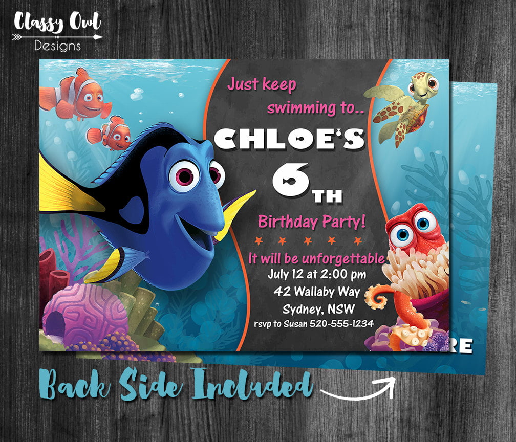 Finding Dory Invitations Finding Nemo by ClassyOwlDesigns on Etsy