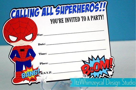 Spiderman Blank Birthday Invitation