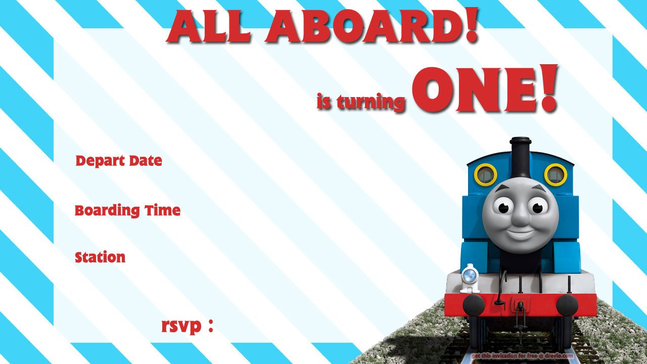 Free Printable Thomas The Train 1st Birthday Invitation Download 