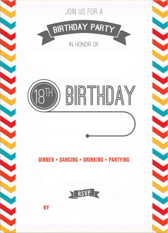Free Printable 18th Birthday Invitation Template Download Hundreds Free Printable Birthday Invitation Templates