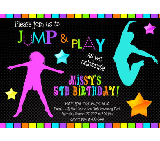 Custom Jumping Glow In The Dark Birthday Invitations