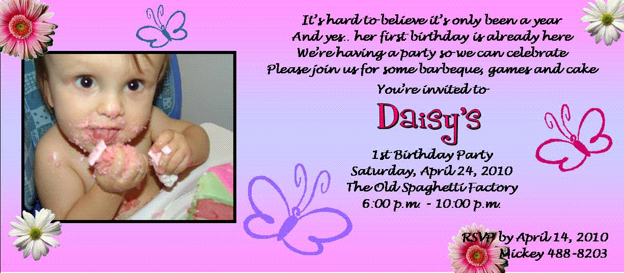Customized Floral 2nd Birthday Party Invitation Wording Ideas