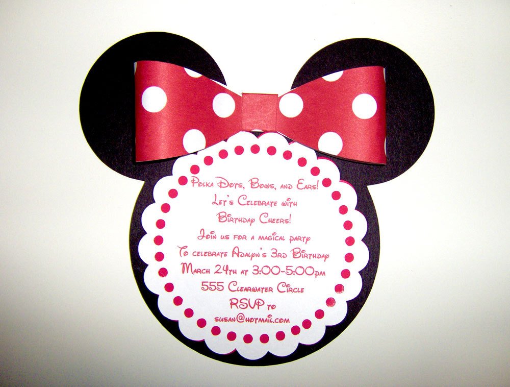 Do It Yourself Minnie Mouse Birthday Invitation Design