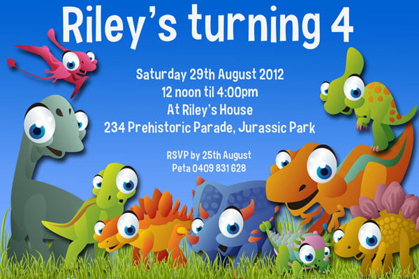 Free Printable Dinosaur Birthday Party Invitations For Kid