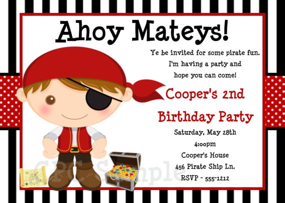 Free Printable Pirate Birthday Invitations For Boys