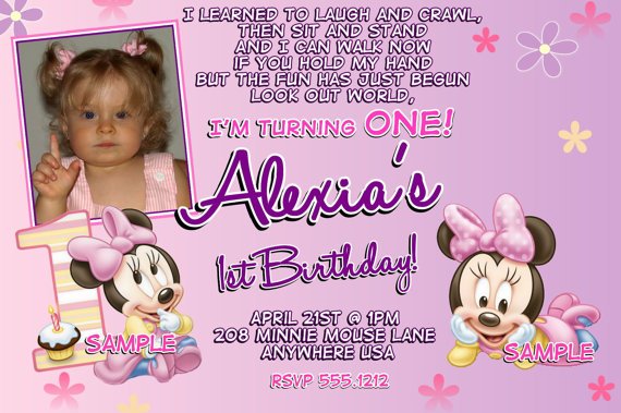 Minnie Mouse 1st Birthday Invitation Free Sample