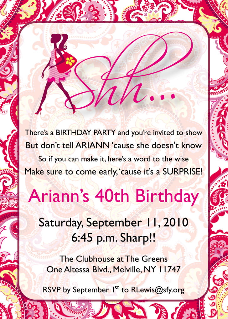 Surprise Birthday Invitation Templates For Girls