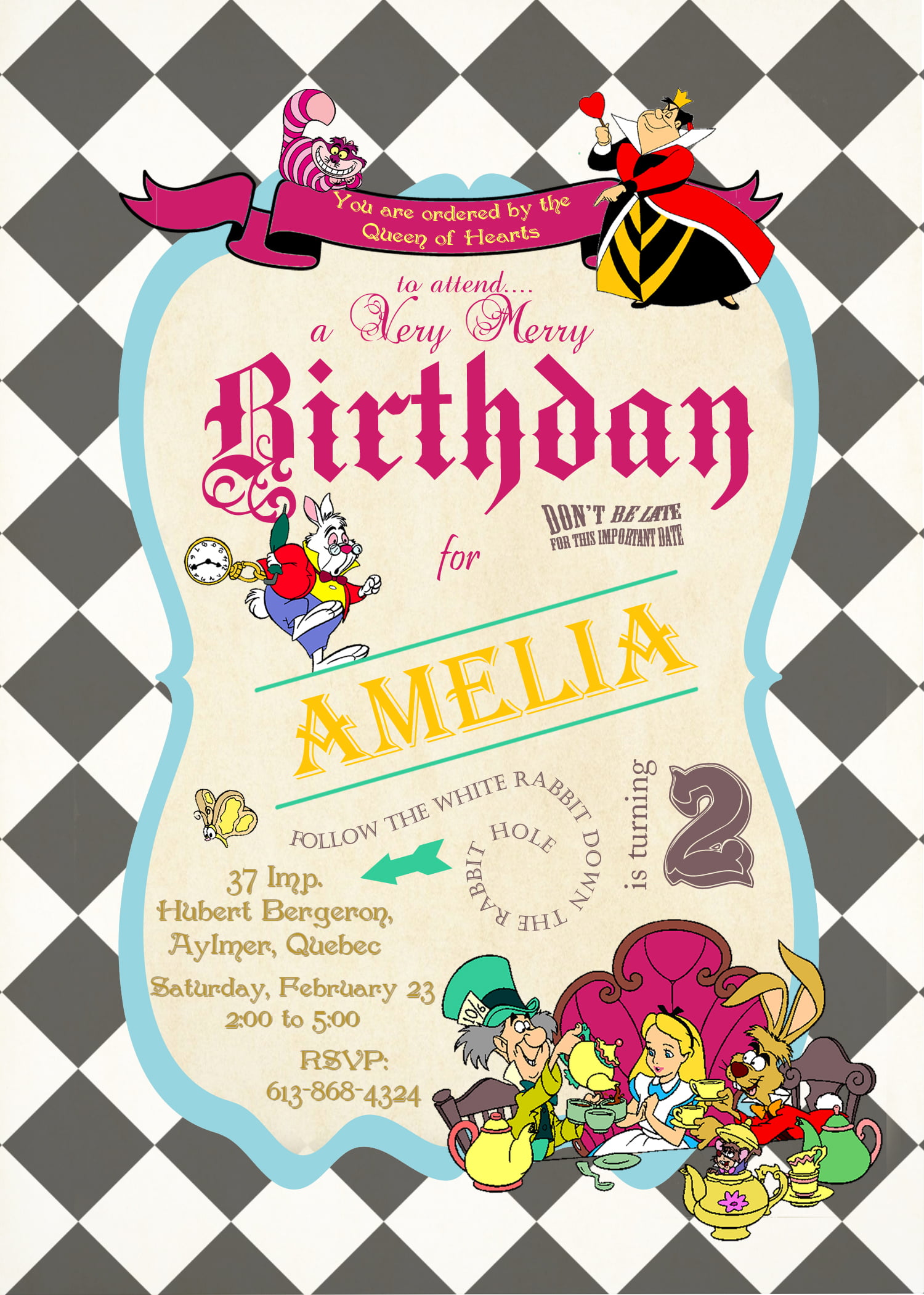 Alice in Wonderland Birthday Invitations FREE Invitation Templates