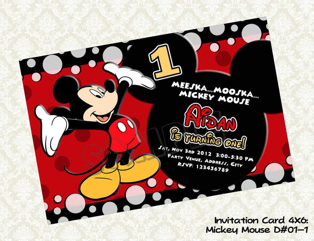 Personalized Mickey Mouse 1st Birthday Invitations