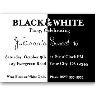 Free Black And White Birthday Invitations Design | DREVIO