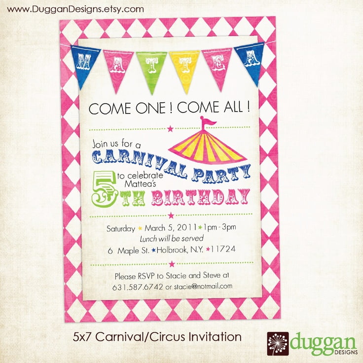 Free Printable Carnival Birthday Party Invitations | FREE ...