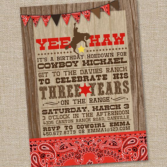 free printable cowboy birthday invitations card