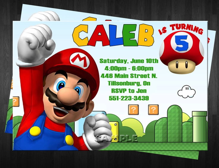 Free Template Super Mario Bros Birthday Invitations Printable FREE