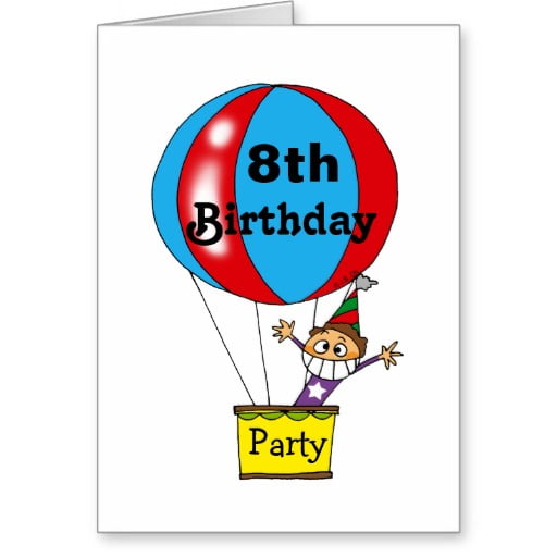 air balloon 8th birthday party invitations wording