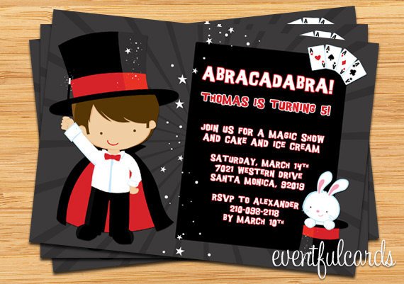 abracadabra magic show birthday party invitations