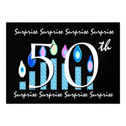 candles surprise 50th birthday party invitations wording