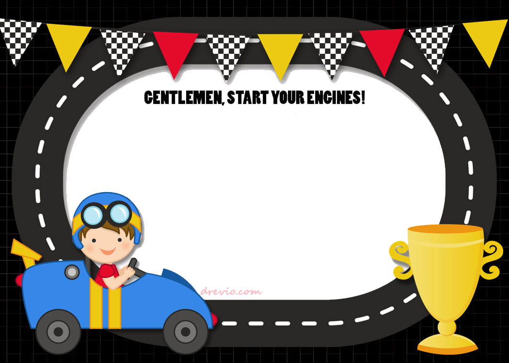 Free Printable Race Car Birthday Party Invitations Template Download