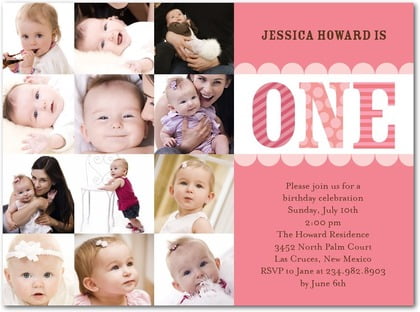 photos baby first birthday invitations wording