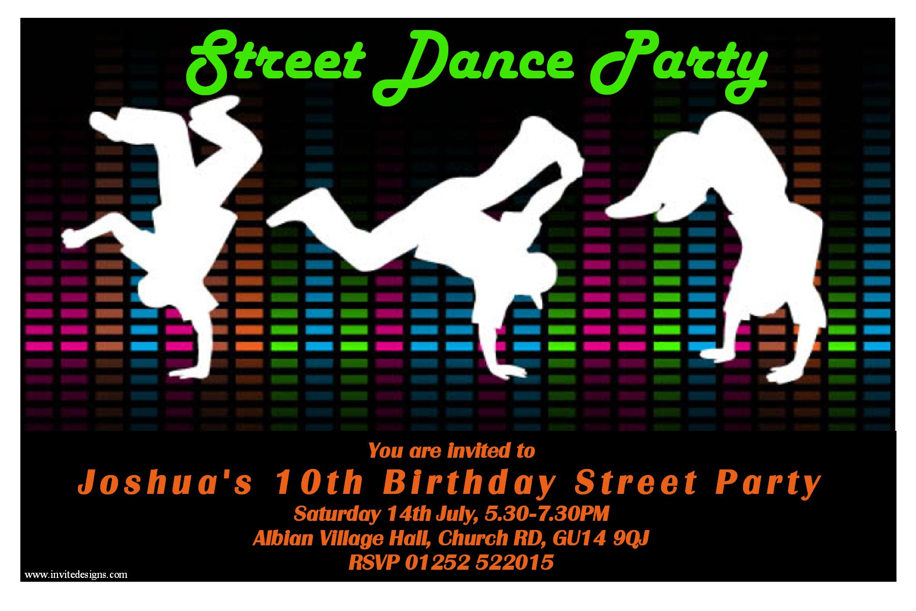 street dance free printable birthday invitations for adult