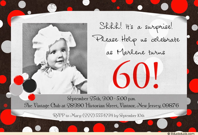 baby surprise 60th birthday party invitations wording
