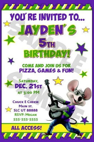 FREE Printable Chuck E Cheese Birthday Invitations Template FREE 