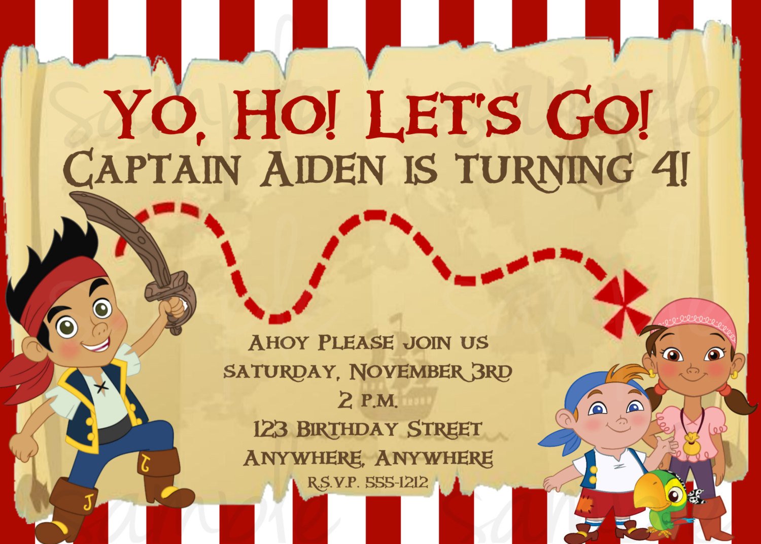 FREE Printable Jake and the Neverland Pirates Birthday Invitations