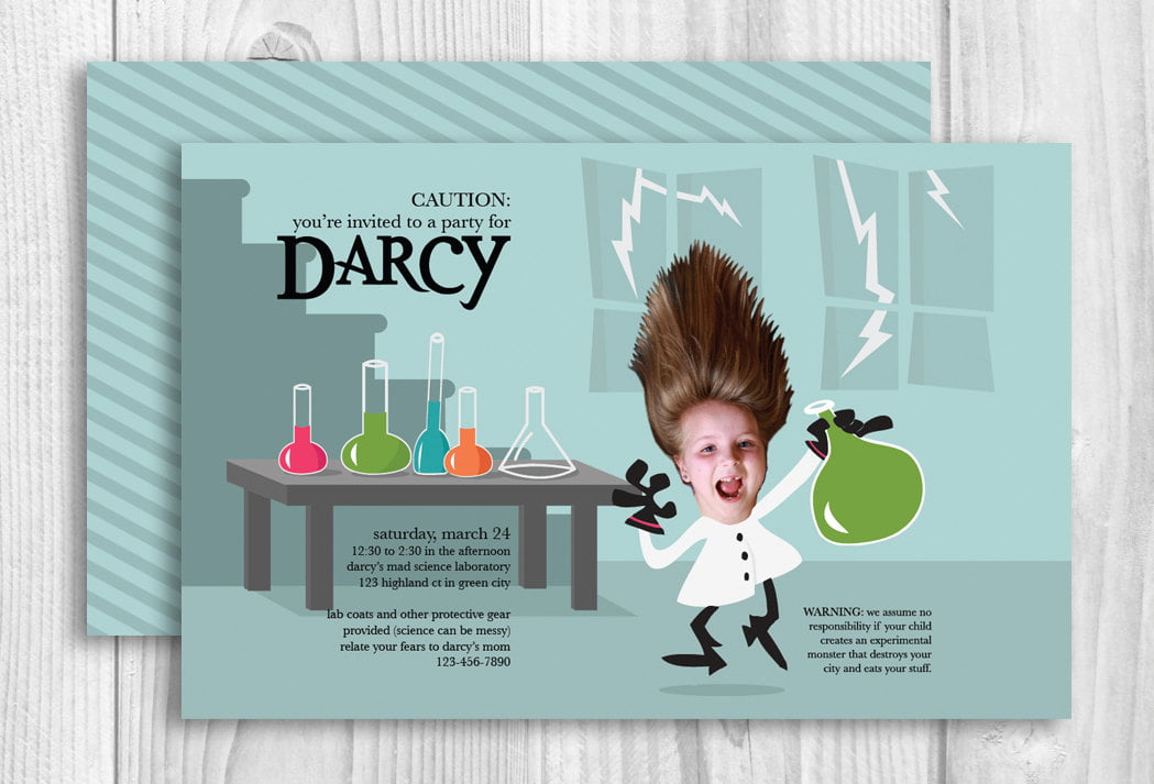 FREE Printable Mad Scientist Birthday Party Invitations Template FREE