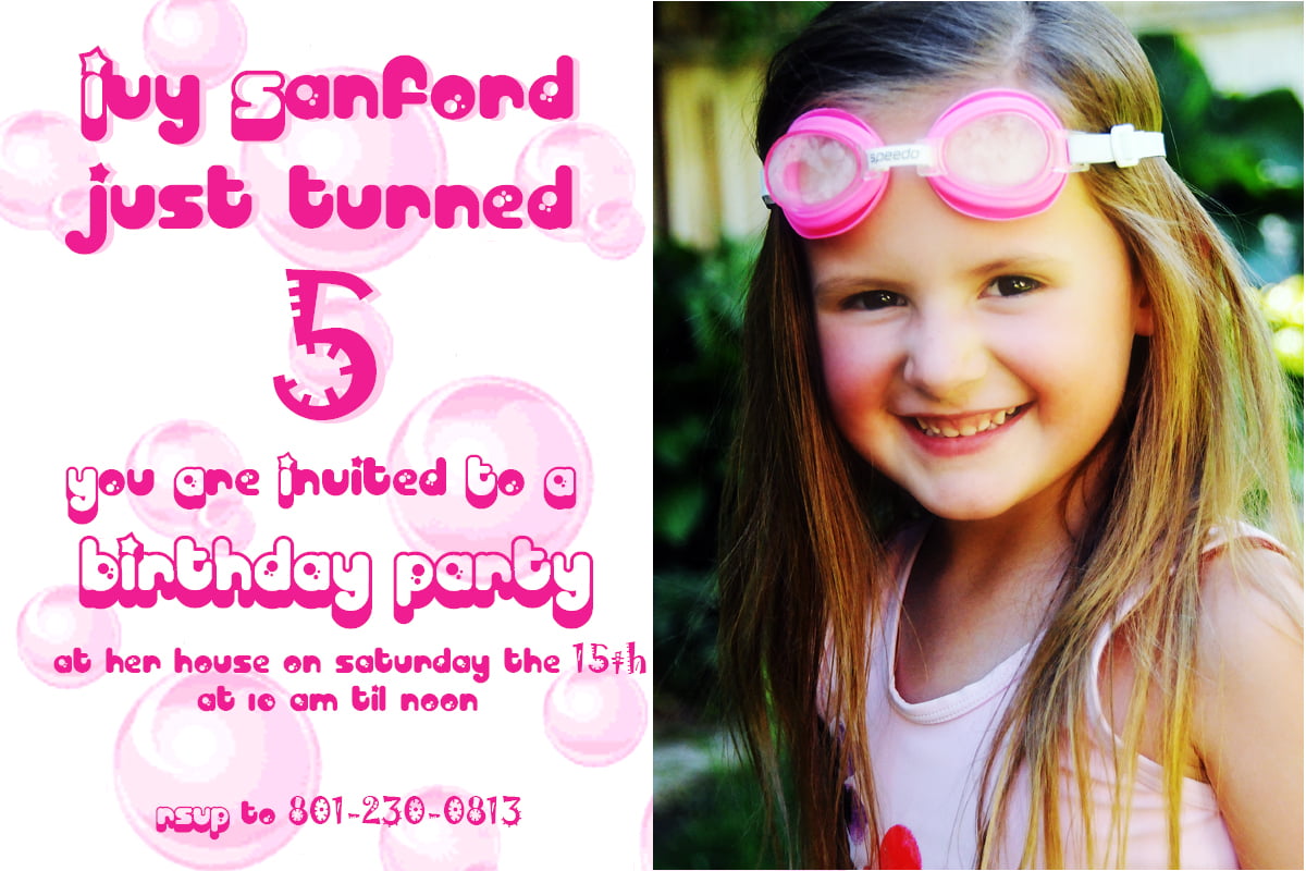 pretty 5 years old birthday party invitations wording