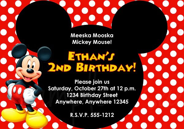 mickey mouse polka dots birthday invitations templates
