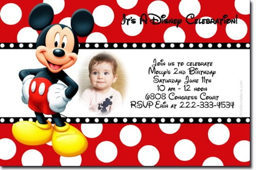 polka dots free mickey mouse birthday invitations