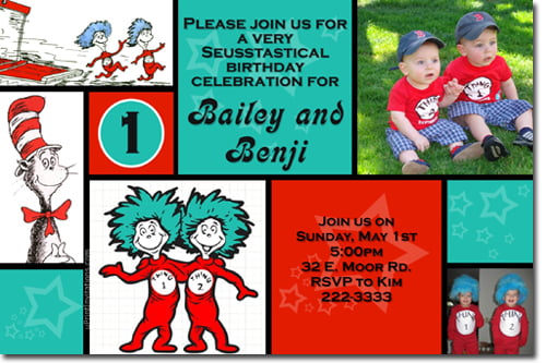 photos thing 1 and thing 2 birthday party invitations
