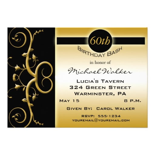 gold free printable 60th birthday party invitations