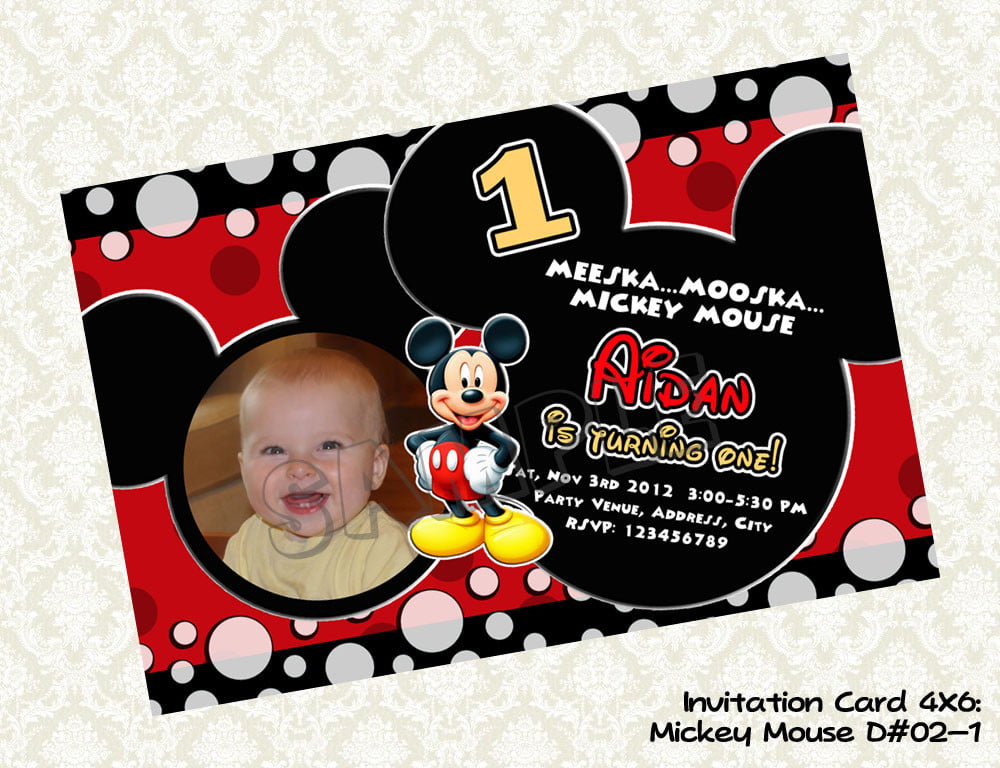 Mickey Mouse Birthday Invitations with Photo | DREVIO