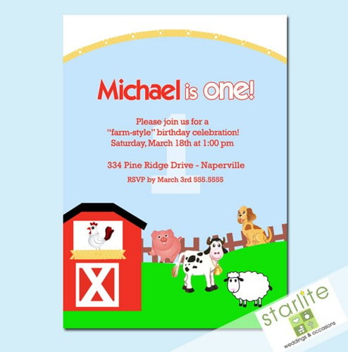 animal farm themed birthday party invitations
