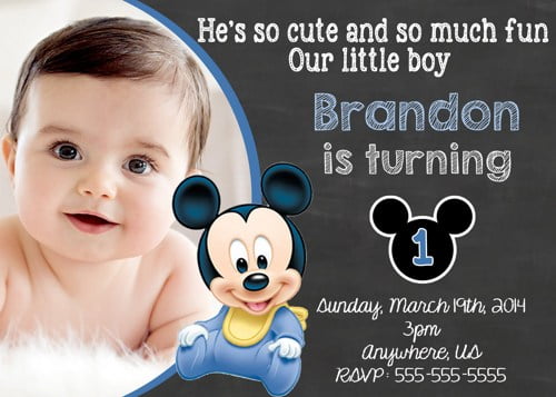 baby mickey mouse 1st birthday invitations