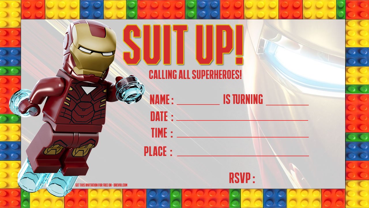 Free Iron Man Lego Invitation Template | FREE PRINTABLE ...