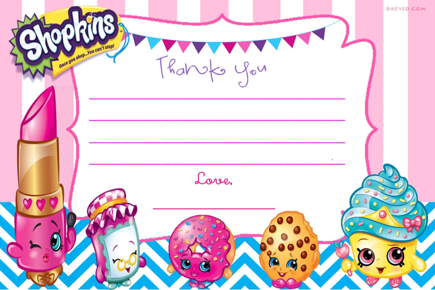 Shopkins Thank You Cards Free Printable