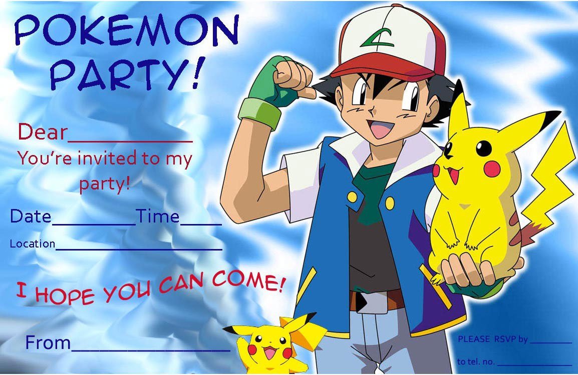 FREE Pokemon Pikachu Birthday Invitation Template DREVIO