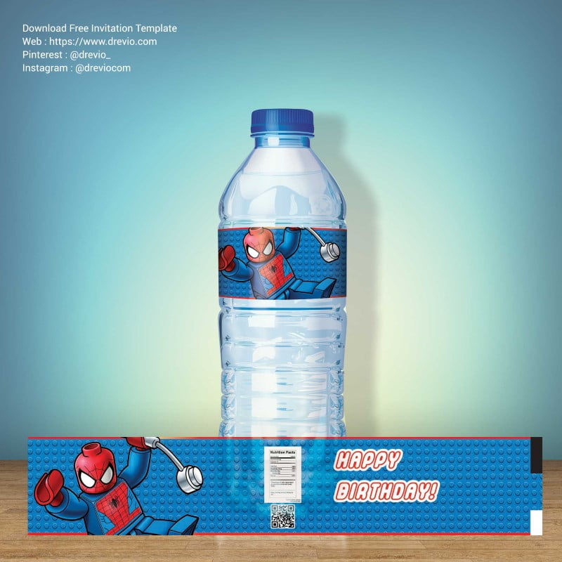 free lego spiderman water bottle label printable download hundreds free printable birthday invitation templates