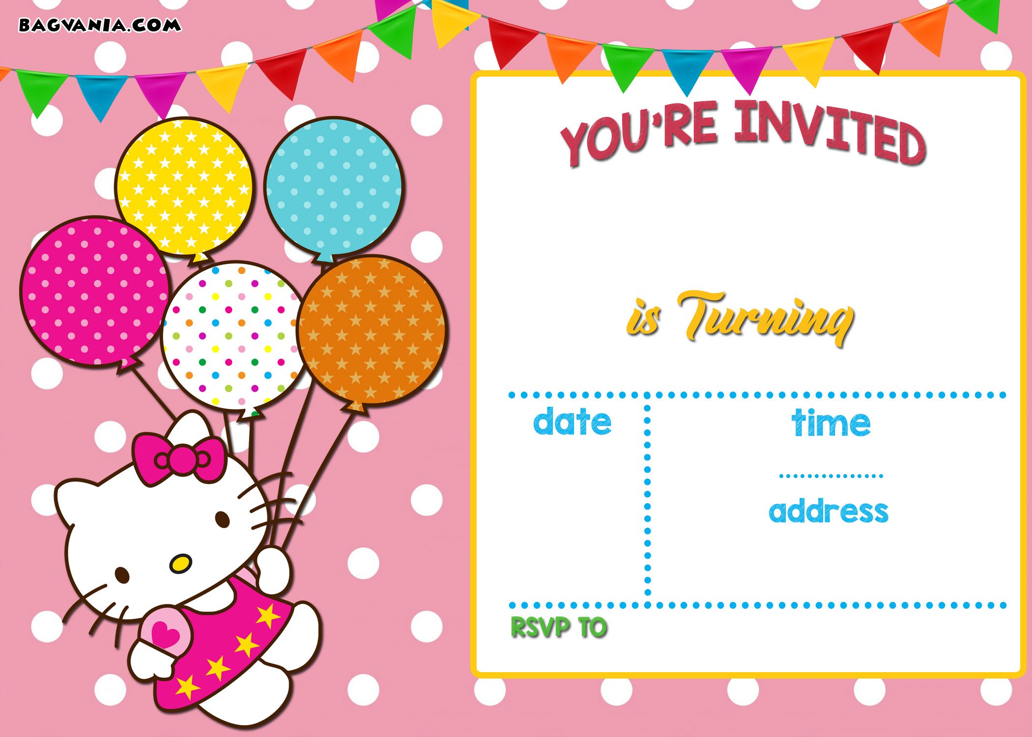 FREE Hello Kitty Invitation Templates  Download Hundreds FREE Throughout Hello Kitty Banner Template