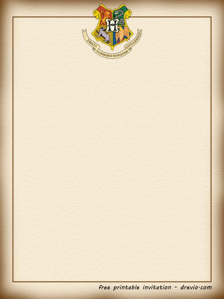 FREE Printable Harry Potter Hogwarts Invitation Template Download