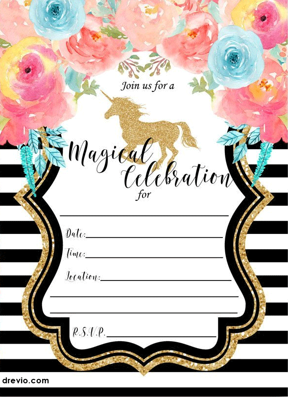 Printable Unicorn Birthday Invitations