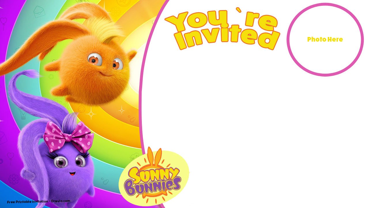 Free Printable Sunny Bunnies Birthday Invitation With Photo — Free Invitation Templates Drevio