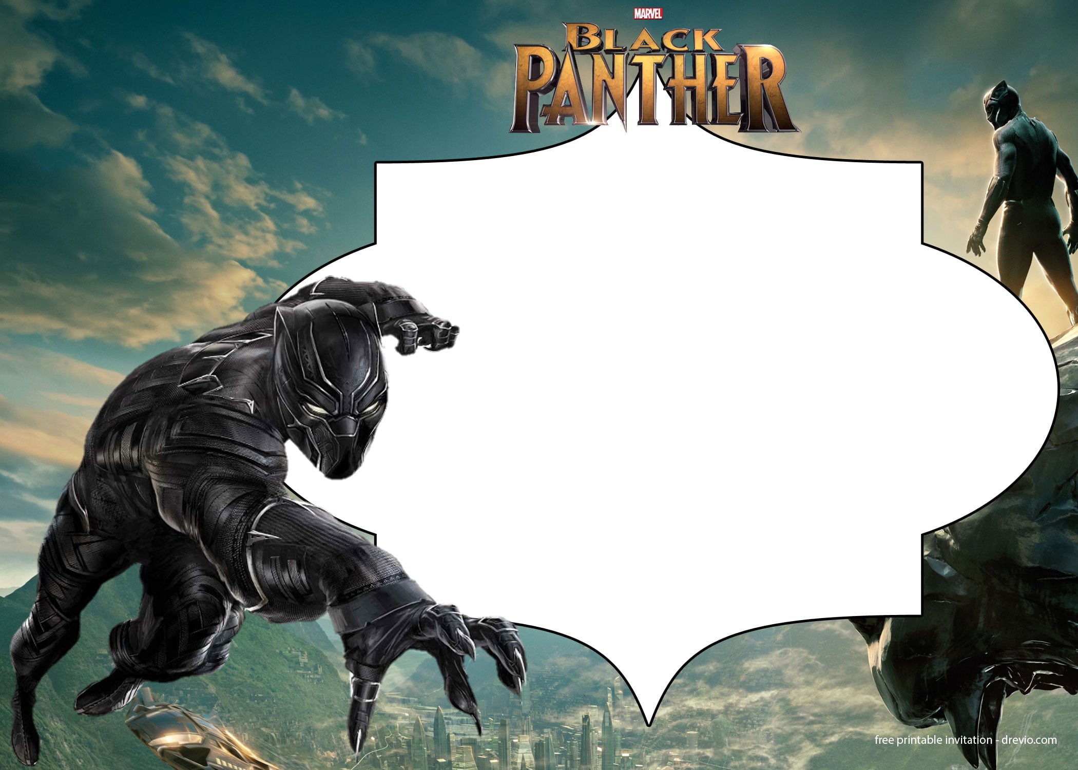 FREE Printable Black Panther Invitation Templates Download Hundreds