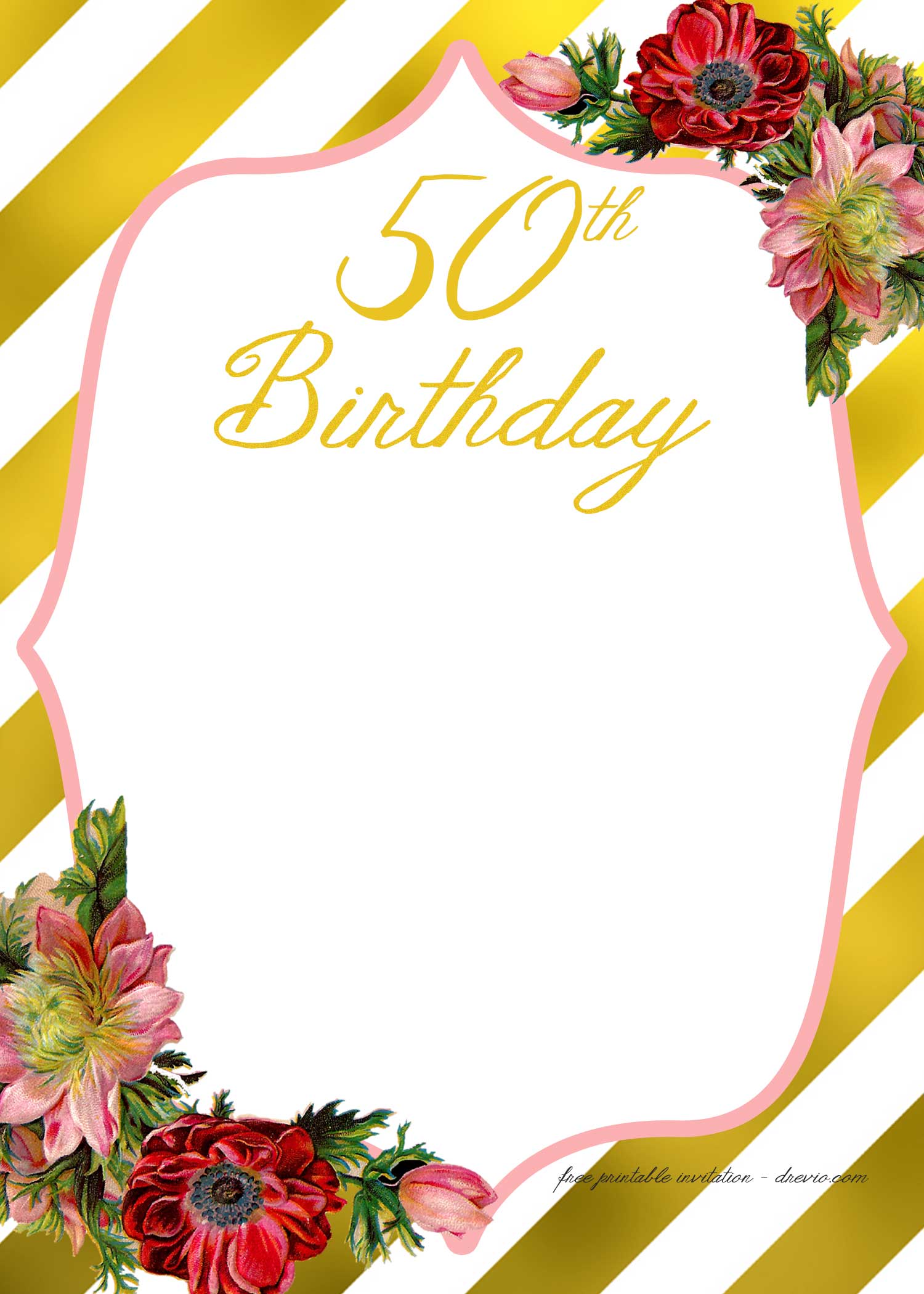 Adult Birthday Invitations Template - for 50th years old and up! | DREVIO