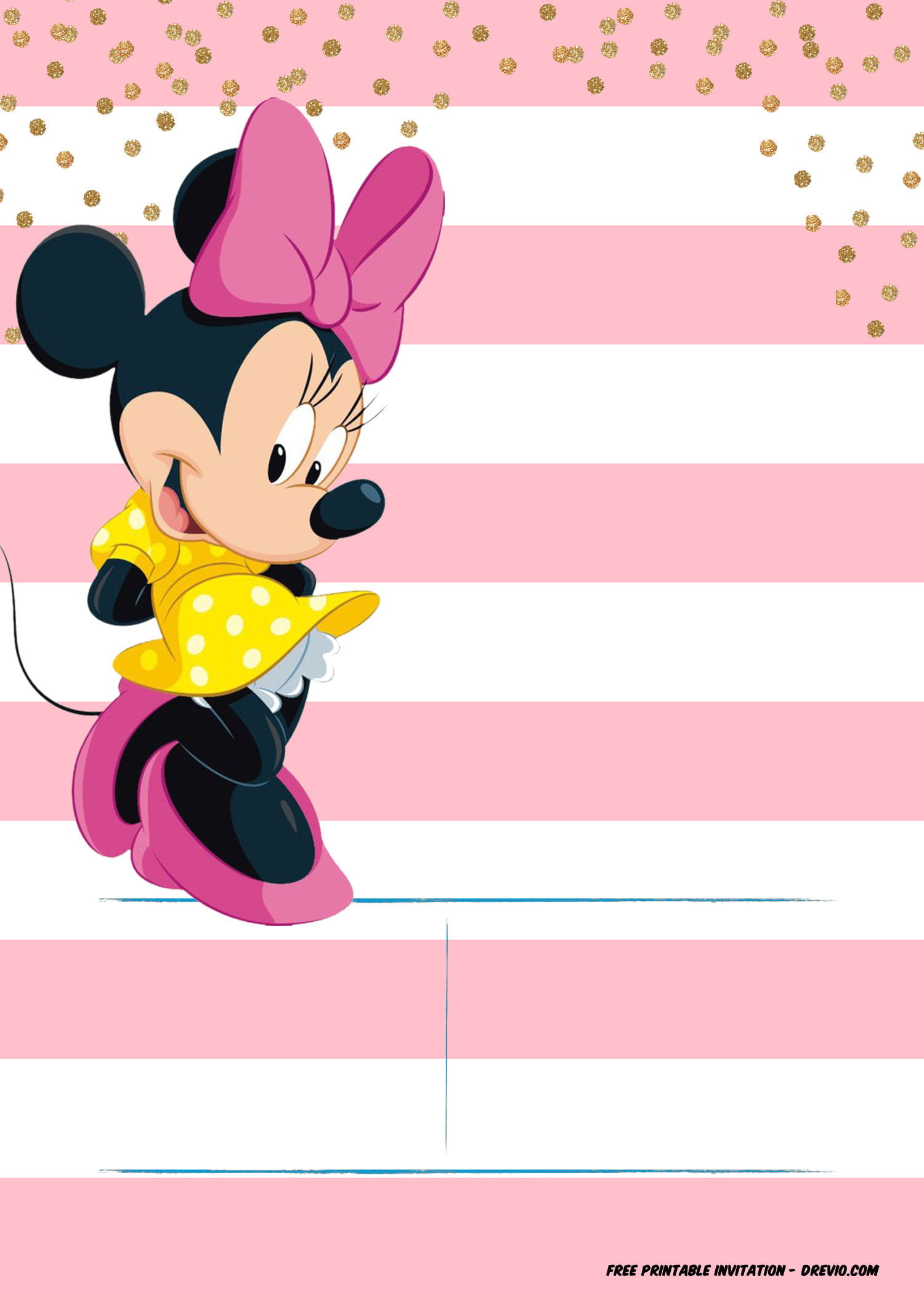 Minnie Mouse Invitation Template Editable And Free Download